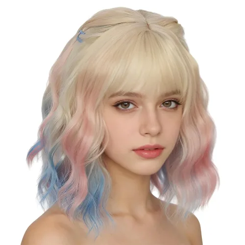 Vista 10 de Peluca negra de doble trenza, pelucas de cosplay de anime para peluca de disfraz de Halloween