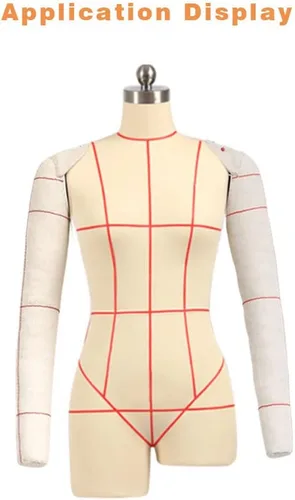 Vista 6 de 1:1 - Forma de vestido femenino para adultos, brazos suaves para costura, maniquí de sastre totalmente fijable, brazos drapeados de algodón, brazos