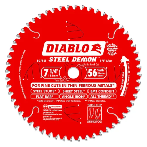 Vista 7 de Diablo Hoja de sierra Demon de acero para metal mediano – 5-1/2 pulgadas de diámetro, 30 dientes TCG, eje de 20 mm, corte de .059 pulgadas, ángulo
