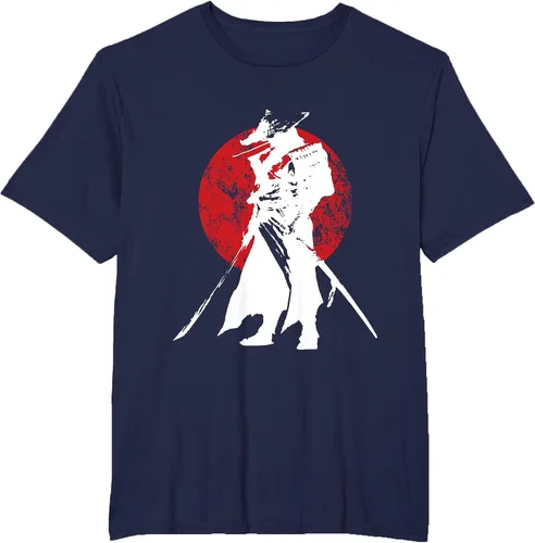 Vista 56 de Vintage Japanese Samurai Retro Bushido Warrior Japan Sword T-Shirt Asphalt Grey