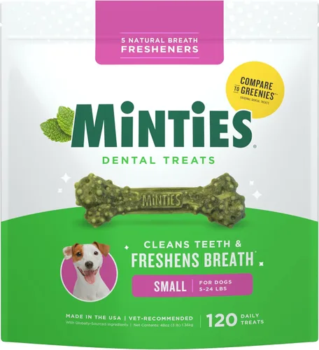 Vista 11 de Minties VetIQ - Golosinas dentales en hueso para perros, masticables dentales para perros medianos a grandes (más de 40 libras), 40