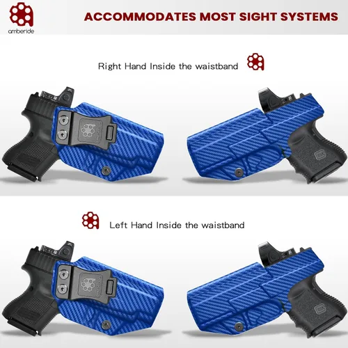 Vista 2 de Amberide IWB Kydex Holster for Glock 26/27 Gen1-5 and Glock 33 Gen3-4, Concealed Carry, Optics Ready, Adjustable Cant, Posi-Click Retention, Made in