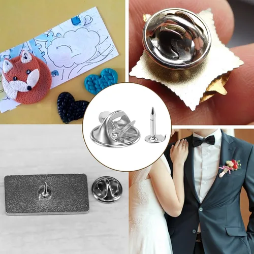 Vista 7 de 50 pares de alfileres de metal y respaldos de alfileres, alfileres en blanco de 8 mm de largo y 4 mm de ancho para regalos de joyería, fabricación