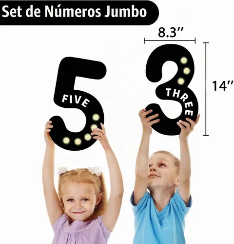 Vista 2 de Qyeahkj Tablón de anuncios de números gigantes, pósteres educativos de matemáticas para niños pequeños, maestros imprescindibles para el aula Negro