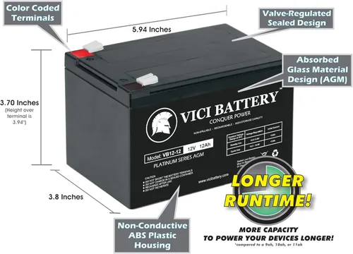 Vista 2 de VICI Battery Reemplazo de 12V 12AH F2 para APC BackUPS Pro 650 BK650M Marca Producto