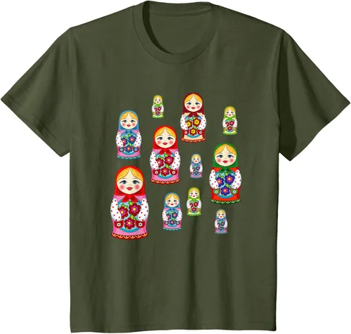 Vista 12 de Rusia - Camiseta de juguete retro para niños, diseño de muñecas rusas
