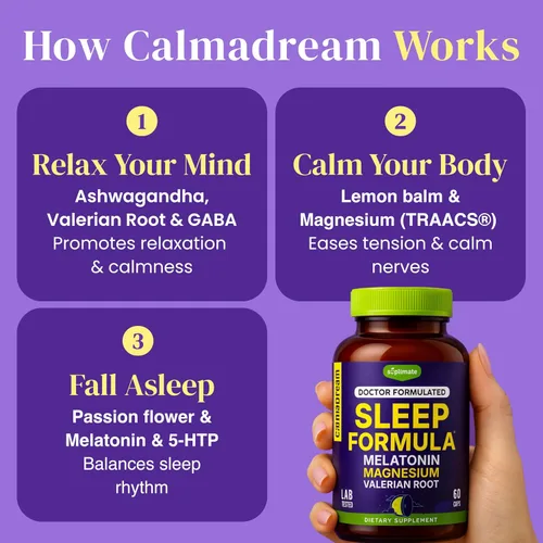 Vista 2 de Ayuda para dormir de melatonina 9 en 1 para adultos, fabricado en Estados Unidos, probado en laboratorio con melatonina 5 mg y 108 mg de magnesio