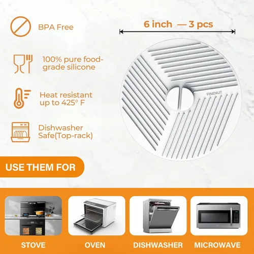 Vista 2 de Paquete de 3 tapas de silicona de 6 pulgadas para cuencos, cubierta de salpicaduras de microondas, almacenamiento de alimentos, soportes universales