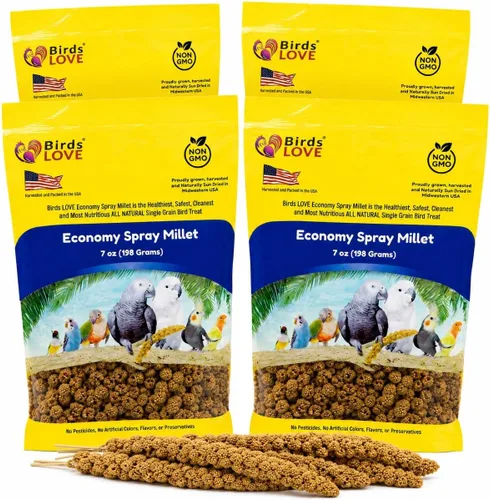 Vista 13 de Birds LOVE Puntas y Colas de Mijo para Aves - Periquitos, Cacatúas, Periquitos, Pinzones, Cotorras, Canarios, Cacatúas - Mijo Natural y Saludable