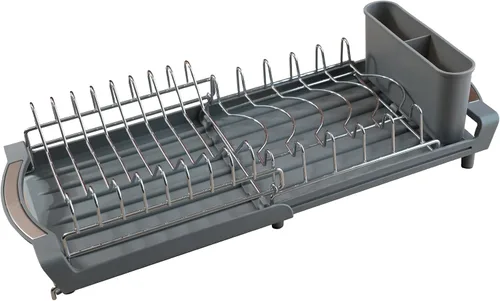 Vista 8 de Estante para secar platos compacto y expandible - Un escurridor de platos de acero inoxidable, resistente a la oxidación, que ahorra espacio