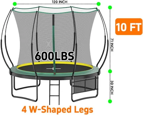 Vista 7 de 1400LBS 6FT 8FT 10FT 12FT 14FT Springless Trampolines for Kids and Adults, ASTM Approved Outdoor Trampoline with Enclosure Net, Backyard Trampoline