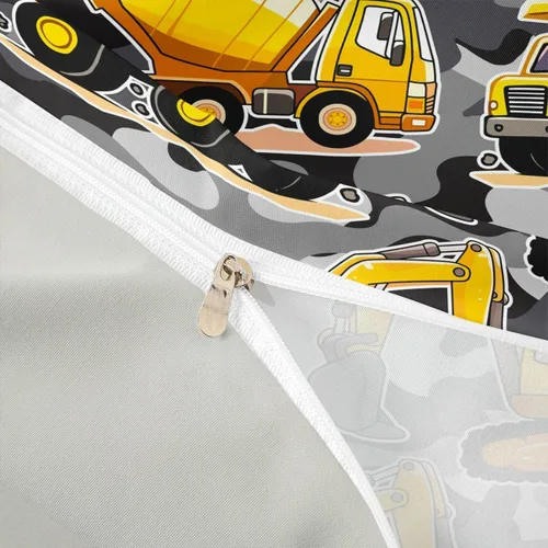 Vista 4 de Erosebridal Juego de ropa de cama de tractor de construcción para niños, niños, adolescentes, diseño de camiones y excavadoras, tamaño individual