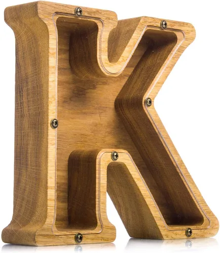 Vista 20 de Alcancía de madera personalizada con letra para niños, niñas y adultos, bancos de monedas de madera de roble duradero, 3 tamaños para elegir