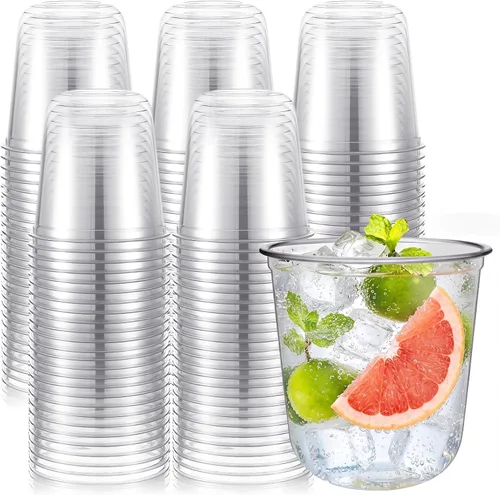 Vista 10 de Ziliny 100 copas de vino de plástico sin tallo, desechables, copas de vino de plástico para fiestas, bodas, cumpleaños, cócteles