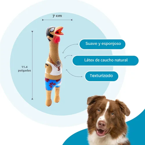 Vista 3 de Outward Hound by Charming Pet Squawkers Earl - Juguete de goma de pollo con látex chillón para perros, juguete divertido e interactivo