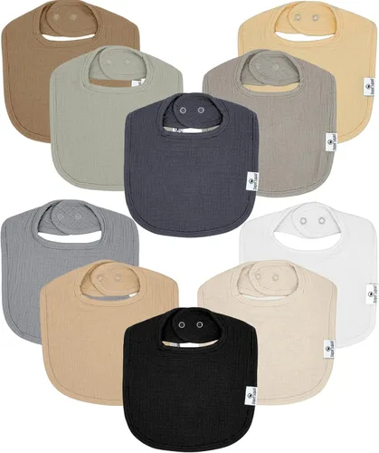 Vista 14 de Diaper Squad 10-Pack Organic Cotton Baby Bibs for Baby Boy, Girl Pastel
