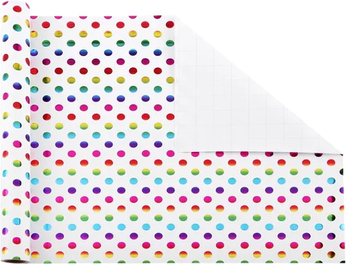 Vista 2 de Miss DuiDui Rollo de papel de regalo de puntos, 17 x 315 pulgadas, papel de regalo con diseño de puntos de aluminio coloridos para fiestas