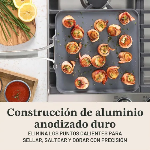 Vista 3 de Calphalon® Premier - Plancha cuadrada antiadherente de cerámica de 11 pulgadas, azul medianoche
