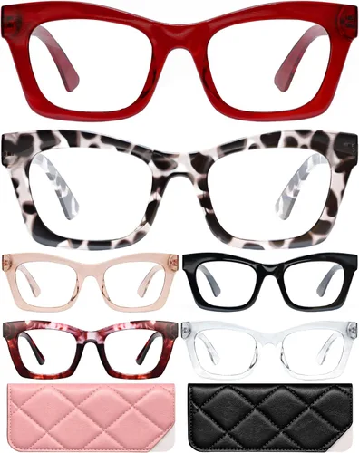 Vista 13 de CCVOO - Lentes de lectura Oprah, con filtro de luz azul, lentes para computadora, para mujer, paquete de 6