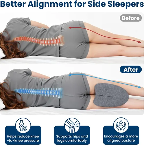 Vista 2 de Almohada de rodilla para personas que duermen de lado, almohada de espuma viscoelástica de gel refrescante para dormir de lado, en forma de corazón