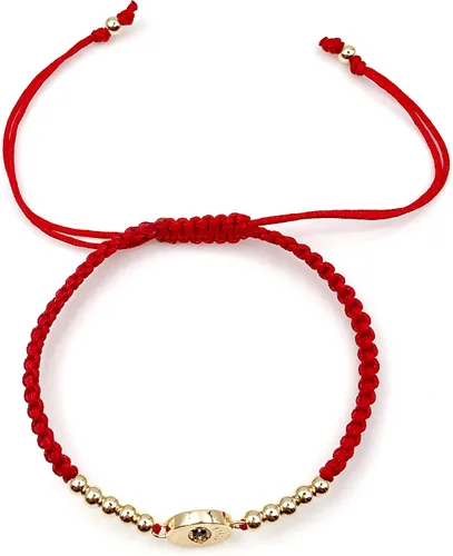 Vista 7 de Pulsera de cuerda ajustable tejida a mano con dije de mal de ojo de la suerte para la protección