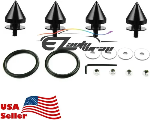 Vista 5 de EZAUTO WRAP Kit de fijadores de liberación rápida con espigas negras para parachoques de coche, maletero, guardabarros, tapas de escotilla