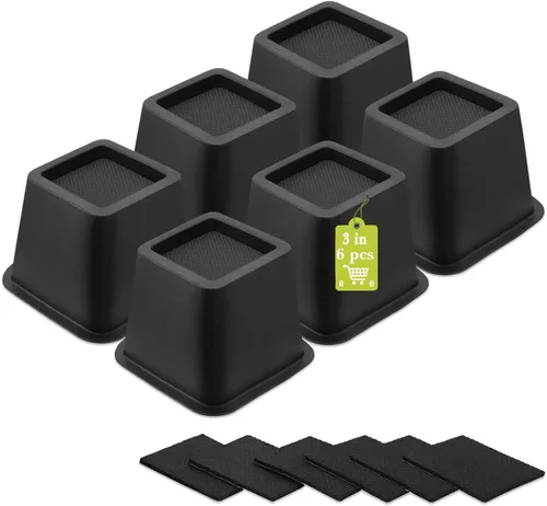 Vista 22 de Paquete de 12 elevadores de muebles de 1 pulgada, elevadores de cama ajustables resistentes para mesa, escritorio, sofá, gabinete, marco de cama