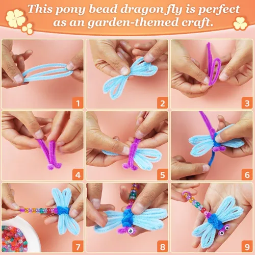 Vista 5 de Eppingwin 1200 cuentas de pony + limpiapipas de 12 pulgadas para manualidades