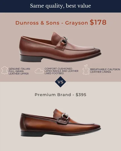 Vista 4 de Dunross & Sons Zapatos para hombre. Zapatos de vestir de cuero, mocasín con punta de cuero. Grayson versátil sin cordones con forro de cuero