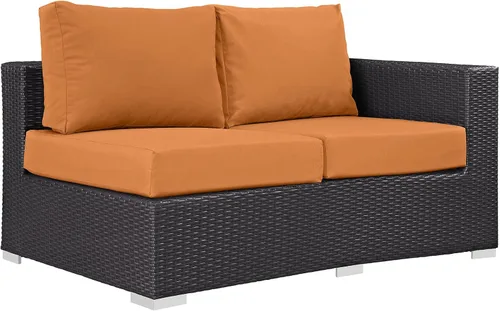 Vista 53 de Modway Convene - Sofá biplaza de mimbre para patio al aire libre con cojines en color beige espresso