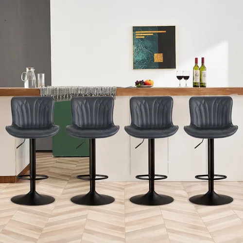 Vista 21 de YOUNIKE Juego de 2 taburetes de bar marrones modernos giratorios de altura de mostrador con respaldo alto ajustable para cocina, taburetes de bar