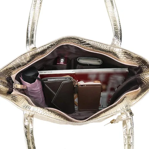 Vista 3 de Bolsos de mano para mujer, bolso de hombro de cuero a la moda, impermeable, bolso de mano con asa superior