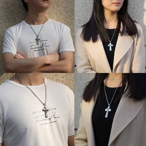 Vista 8 de Cross necklace for men Christian gifts for women,silver necklaces for teen girls chain mens religious essentials fear of god jewelry men's stainless