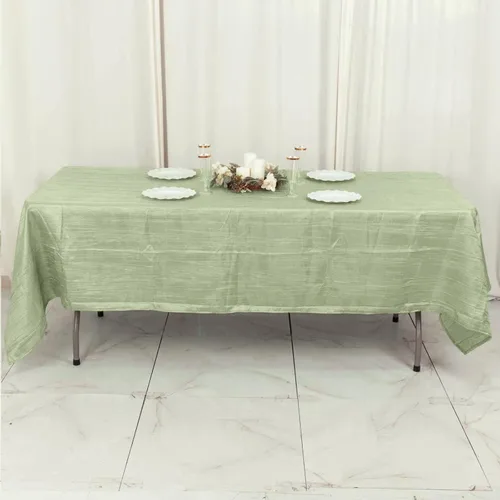 Vista 48 de Tableclothsfactory Mantel rectangular de tafetán arrugado de acordeón azul polvoriento, de 60 x 102 pulgadas, perfecto para ceremonias de boda