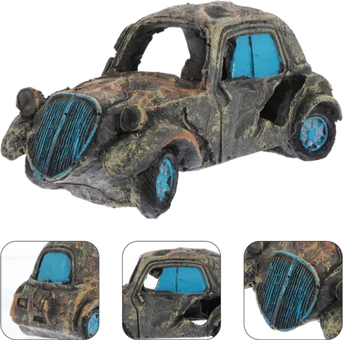 Vista 9 de Mipcase Paisajismo Escondite Acuario Paisaje Tanque Peces Camarones Decoración Ornamento Gris Cabaña Cuevas Decoración Escondite Adornos Automóvil