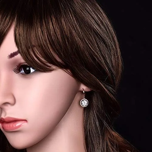 Vista 2 de GULICX Aretes colgantes argolla de oro rosa circón galvanizado estilo retro para mujer