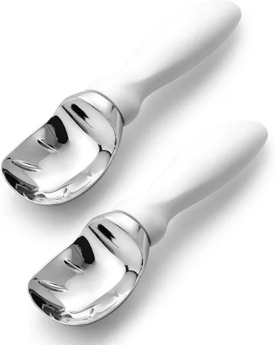 Vista 25 de Spring Chef - Cuchara para helado rosa de alta resistencia con mango suave, cuchara profesional para helado, cuchara de metal para masa de galletas