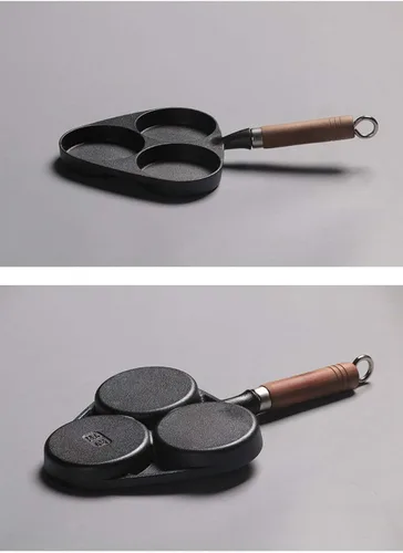 Vista 4 de Sartenes para tortilla de 3 tazas de huevo, sartén de hierro fundido para huevos
