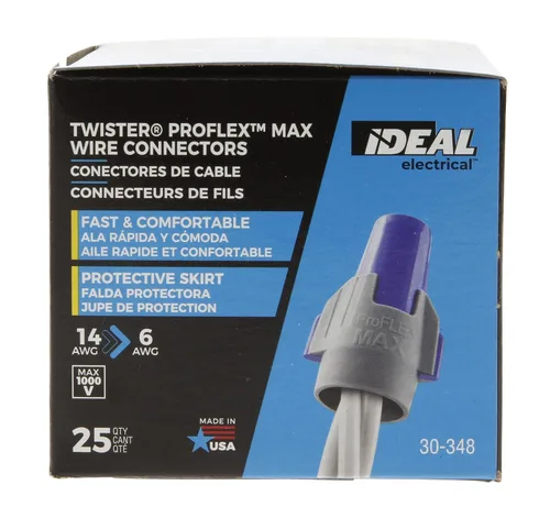Vista 6 de IDEAL Electrical Twister ProFLEX MAX (30-348) Conector de Cable Azul/Gris, Caja de 25 — Tuercas de Cable de Rosca Suave para Cableado