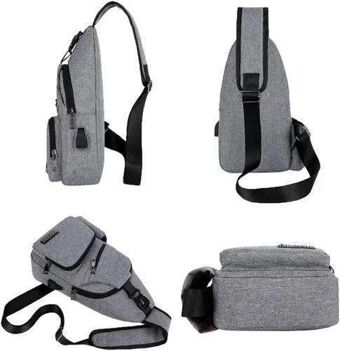 Vista 5 de Peicees Sling Bag for Men Women Shoulder Bag Daypack with Bottle Holder