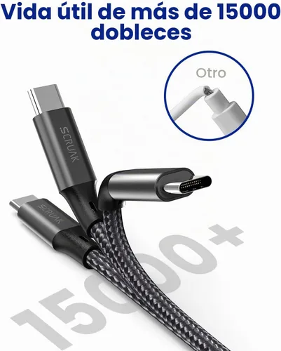 Vista 5 de Cable de carga de teléfono extralargo de 16 pies, USB C a cable trenzado de nailon Lightning SCRUAK - Cable de carga rápida de 16 pies