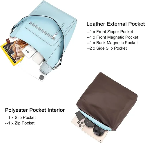 Vista 8 de Over Earth Bolsos de cuero para mujer, bolso de hombro Hobo, bolso de mano para mujer