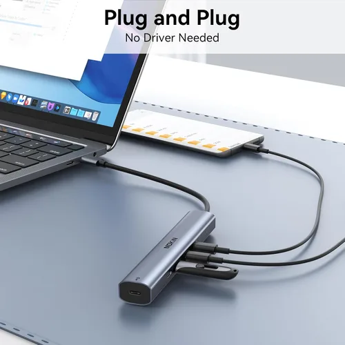 Vista 7 de Hub USB C de 10 Gbps, divisor USB C MOKiN con salida de video 4K a 60Hz, carga PD de 100 W, transferencia de datos, dongle multipuerto USB 4