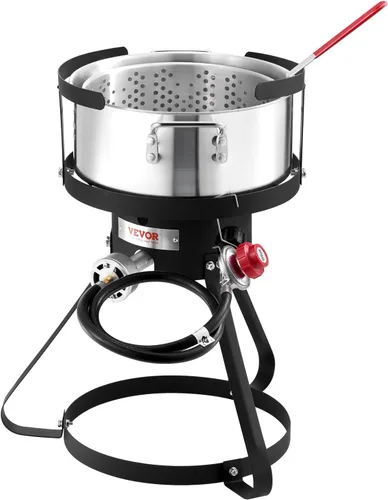 Vista 9 de VEVOR Freidora de Pescado y Alitas de 10 Qt, Kit de Freidora de Pescado de Propano de Aluminio, Freidora Profunda para Exteriores Olla para Mariscos