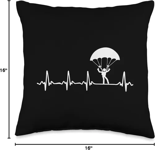 Vista 4 de Professional Skydiver, Skydiving Lover, Paraglider Heartbeat - Almohada de paracaidismo, 16 x 16 pulgadas, multicolor