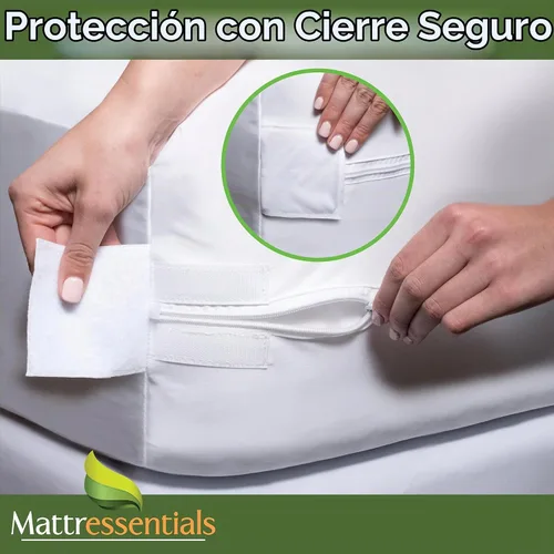 Vista 6 de Protector de colchón individual con cremallera (8 a 10 pulgadas de profundidad), funda de colchón impermeable para chinches de cama, funda