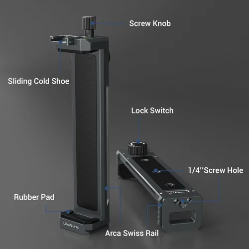 Vista 2 de Adaptador de trípode de aluminio para iPad Pro 12.9/11 (6.5"-17.3") - Soporte universal para tableta con tornillo de 1/4" Gris