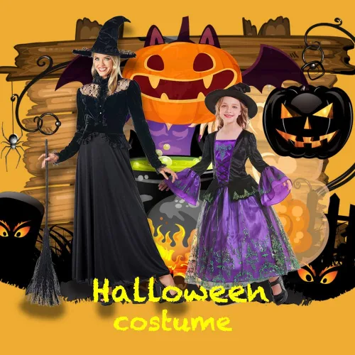 Vista 3 de JUST FOR PARTY Kids Witch Costume for Girls Halloween Costumes,Halloween Costumes Witch Costume for Girls