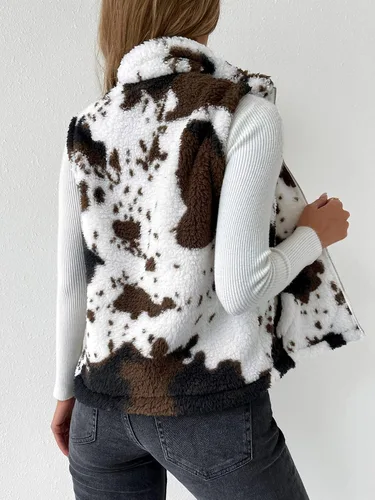 Vista 2 de SOLY HUX Chaqueta de forro polar con cremallera para mujer, sin mangas, con bolsillos