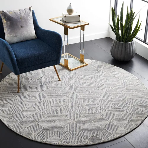 Vista 18 de SAFAVIEH Abstract Collection - Alfombra decorativa, 2 x 3 pies, azul y marfil, lana hecha a mano, ideal para zonas de alto tráfico en entrada, sala